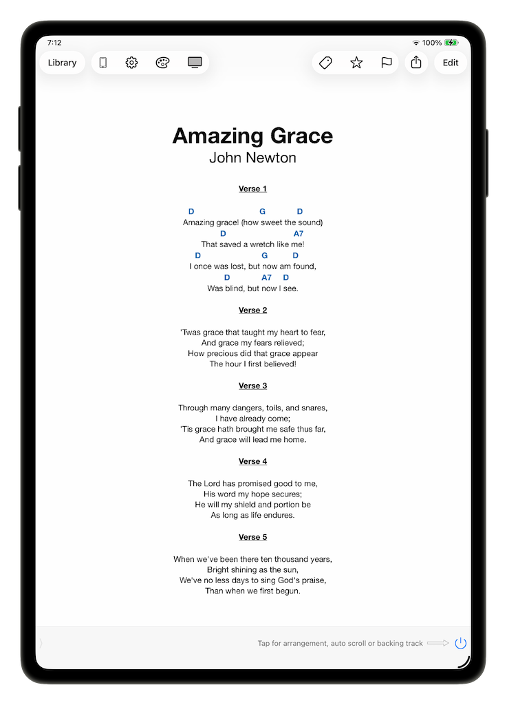 Amazing Grace source PDF before conversion