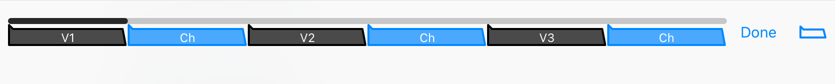 A new Ch marker inserted before the selected first V1 marker in edit mode