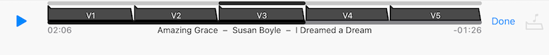 A new stanza marker inserted into the backing track timeline at the current playback position