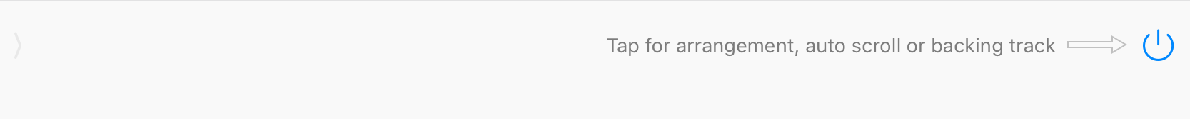 Empty timeline controller hinting Tap for arrangement, auto scroll or backing track
